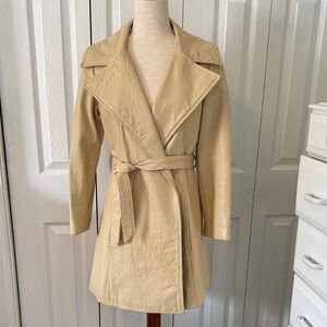 Vintage New England Sportswear Company Leather Beige Trench Coat Sz S